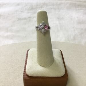 Silver Flower Crystal Ring